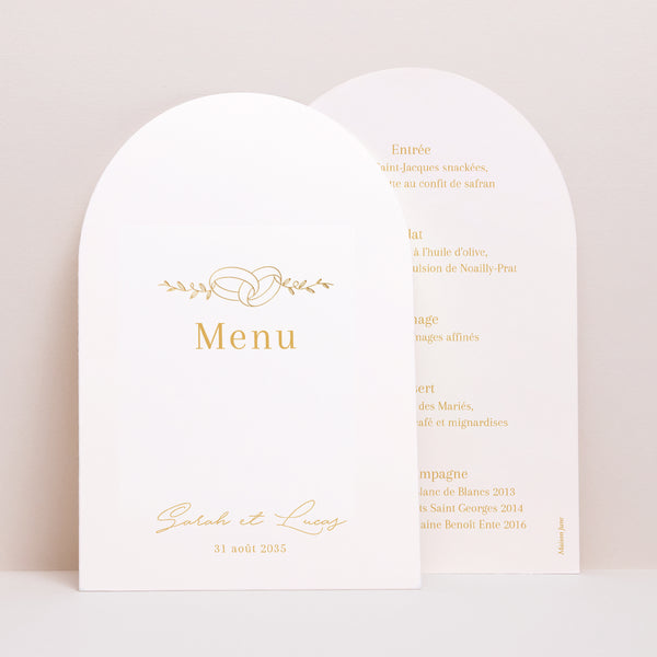 Menu Mariage Arche Alliances d'Amour photo