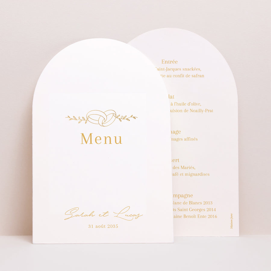 Menu Mariage Arche Alliances d'Amour photo