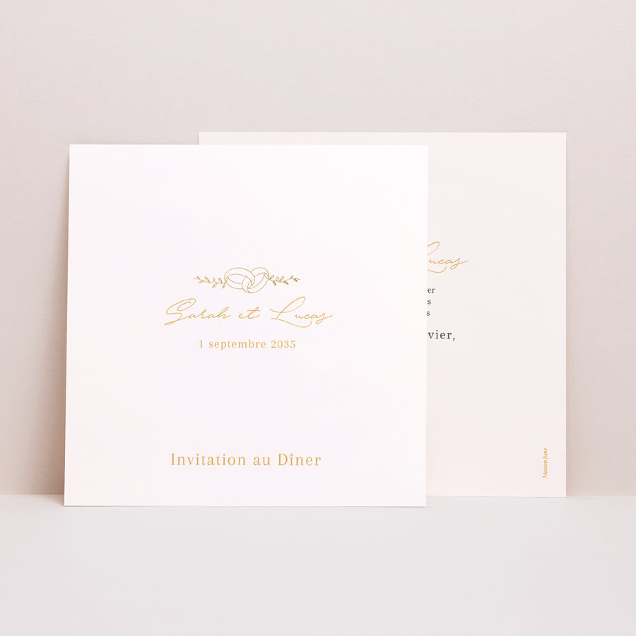 Invitations Mariage Simple carré Alliances d'Amour photo