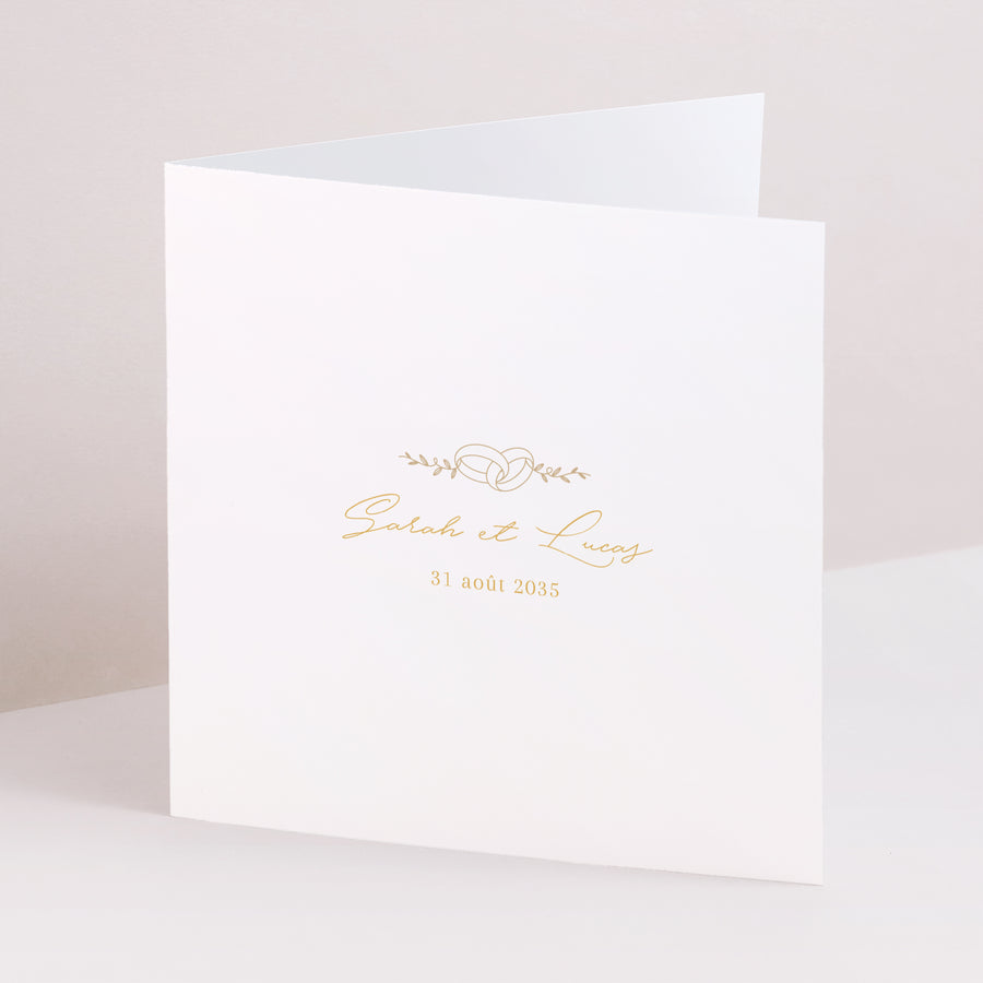 Faire-part Mariage Carré double volet Alliances d'Amour photo