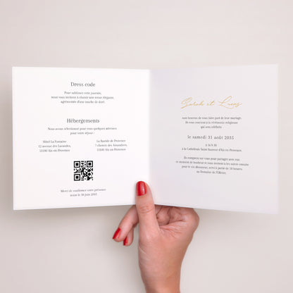 Faire-part Mariage Carré double volet Alliances d'Amour photo N° 2