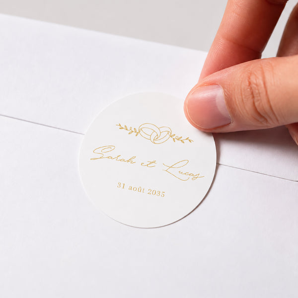 Sticker Mariage Rond Alliances d'Amour photo