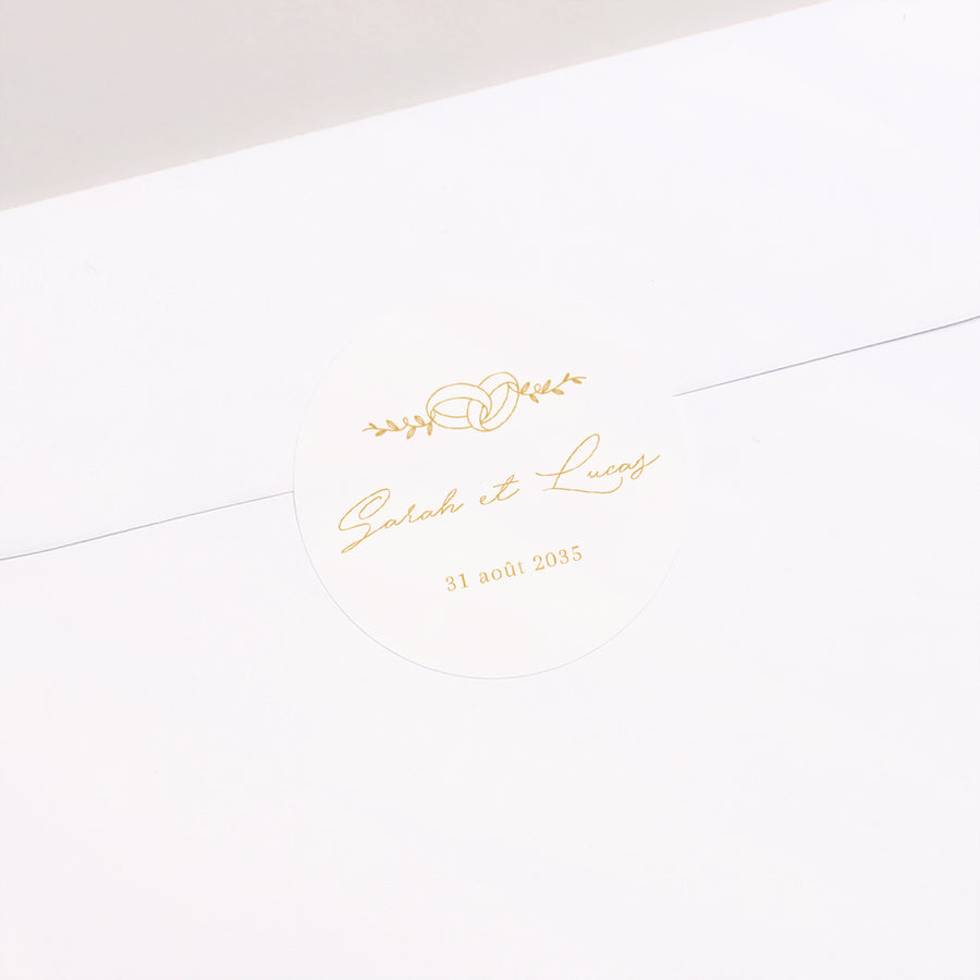 Sticker Mariage Rond Alliances d'Amour photo