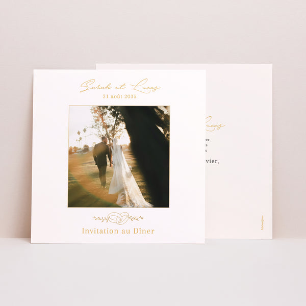 Invitations Mariage Simple carré Alliances d'Amour II photo