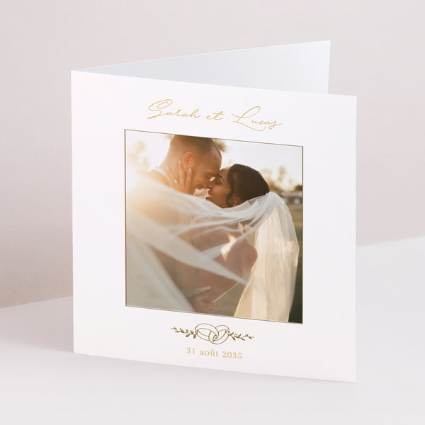 Faire-part Mariage Carré double volet Alliances d'Amour II photo