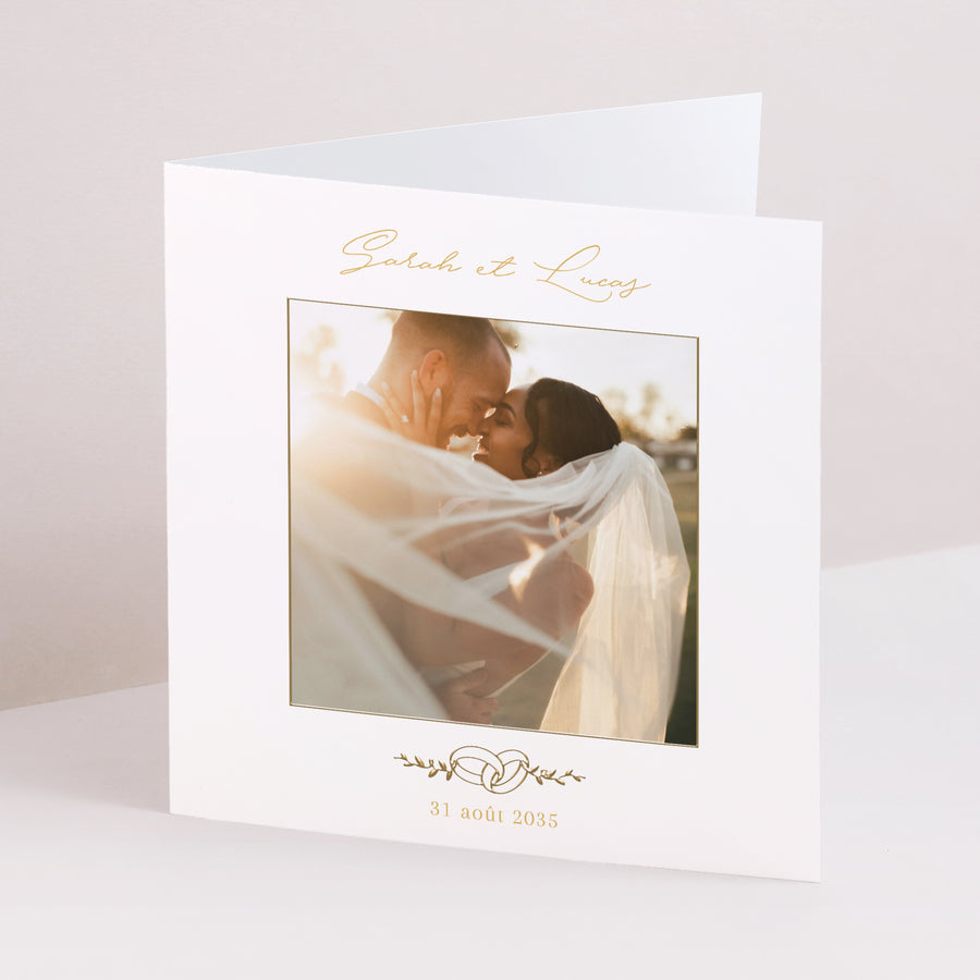 Faire-part Mariage Carré double volet Alliances d'Amour II photo