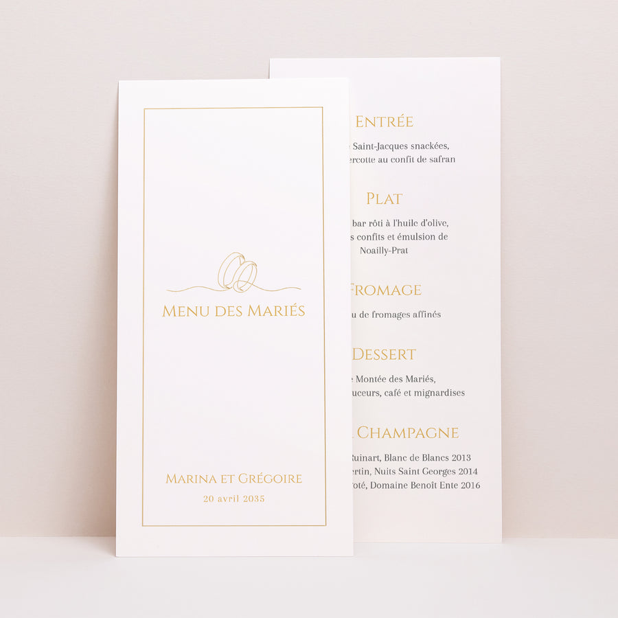 Menu Mariage Panoramique portrait Au Fil de Nos Vœux photo