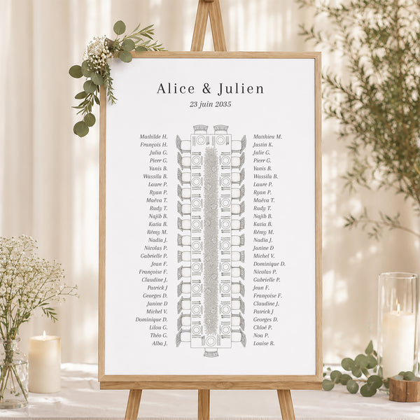Plan de table Mariage Portrait 60 x 90 cm La table des mariiés photo