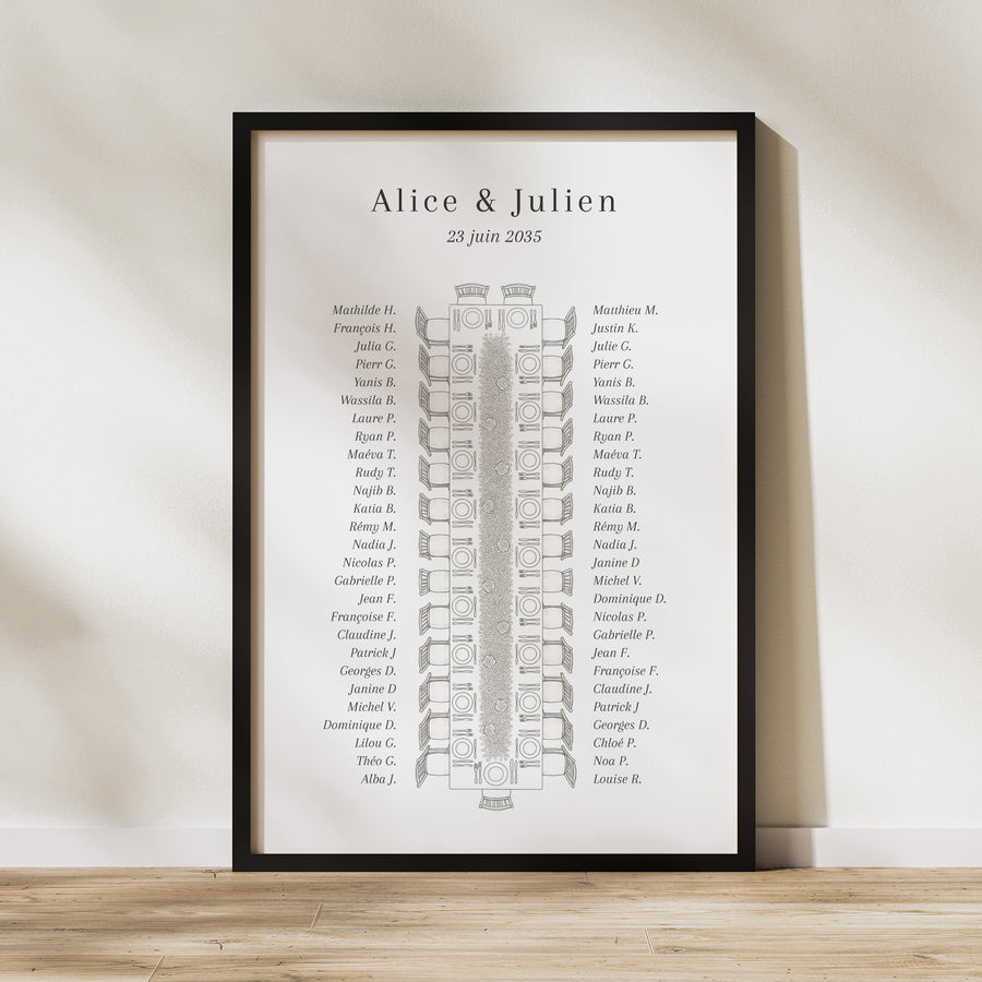 Plan de table Mariage Portrait 60 x 90 cm La table des mariiés photo