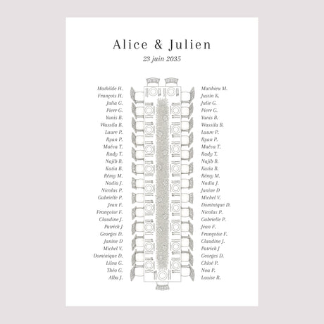 Plan de table Mariage Portrait 60 x 90 cm La table des mariiés