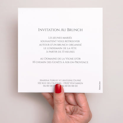 Invitations Mariage Simple carré Douces Fleurs photo N° 3