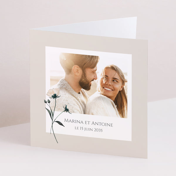 Faire-part Mariage Carré double volet Douces Fleurs photo