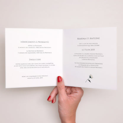 Faire-part Mariage Carré double volet Douces Fleurs photo N° 2