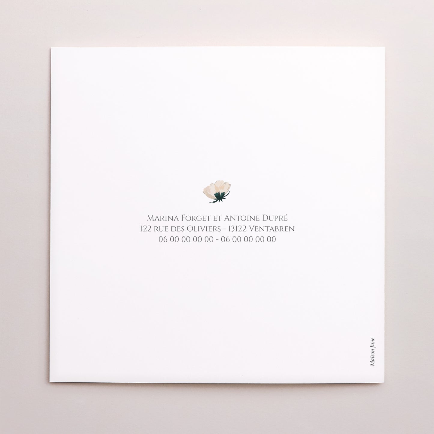 Faire-part Mariage Carré double volet Douces Fleurs photo N° 3