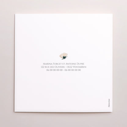 Faire-part Mariage Carré double volet Douces Fleurs photo N° 3