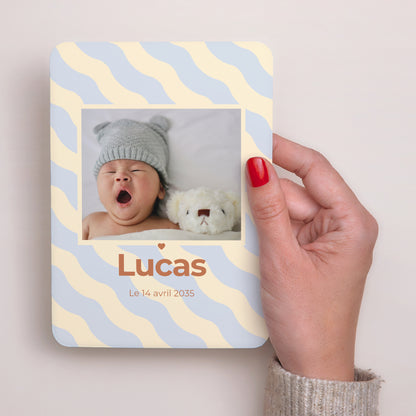 Faire-part Naissance Portrait, bords arrondis Colorful waves Boys photo N° 2