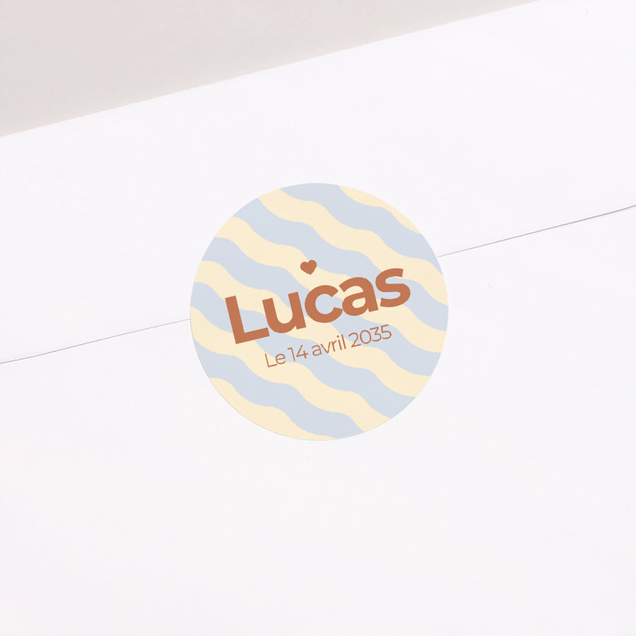 Sticker Naissance Rond Colorful waves Boys photo