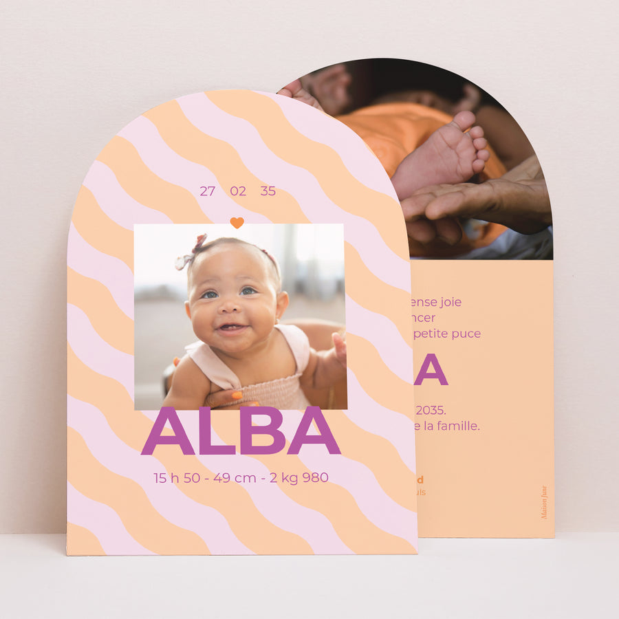 Faire-part Naissance Petite arche Colorful waves Girls photo