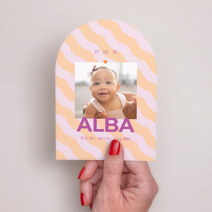Faire-part Naissance Petite arche Colorful waves Girls photo N° 2