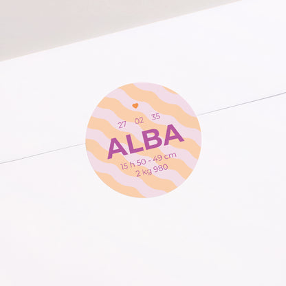 Sticker Naissance Rond Colorful waves Girls photo N° 1