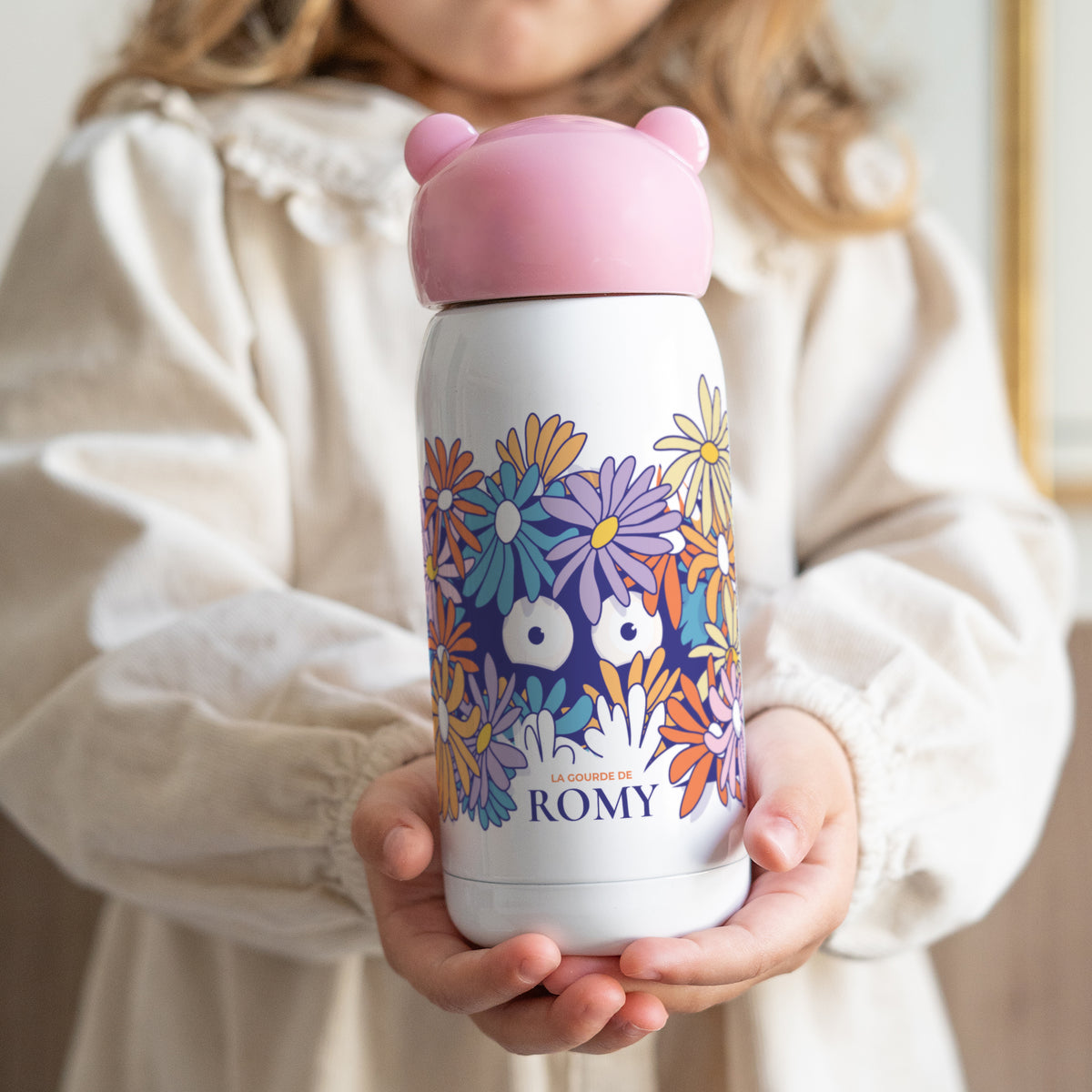 Gourde enfant Rose, 32 cl Goûter fleuri photo N° 1