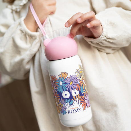 Gourde enfant Rose, 32 cl Goûter fleuri