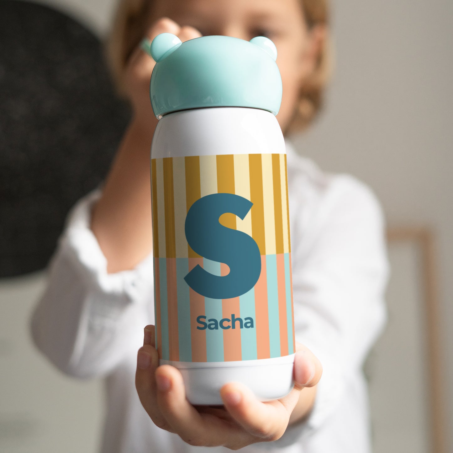 Gourde enfant Bleue, 32 cl Colorful stripes blue photo N° 2