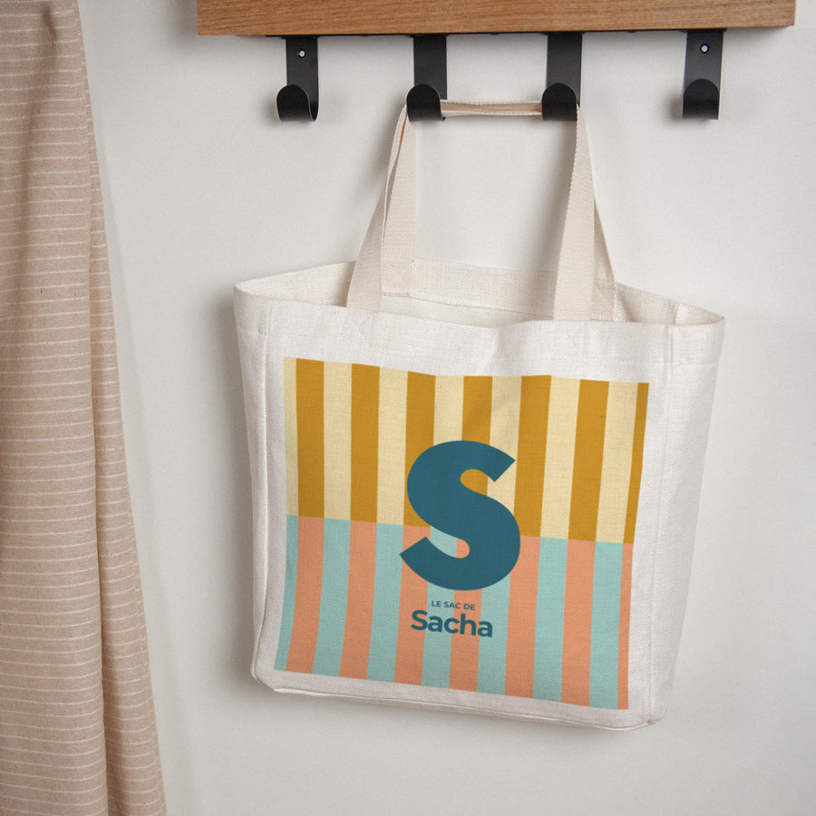 Tote bag Anse en toile Colorful stripes blue photo