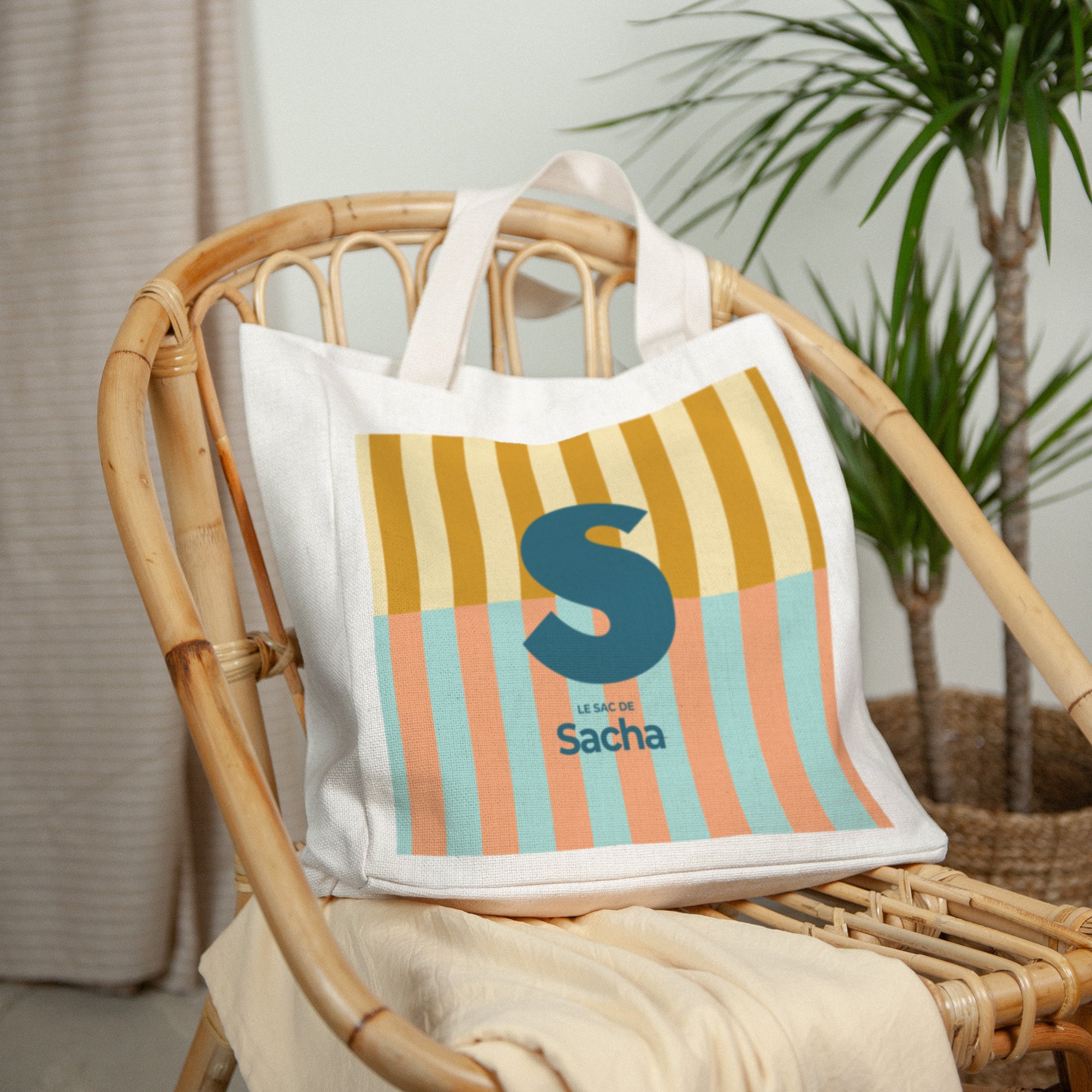 Tote bag Anse en toile Colorful stripes blue photo N° 2