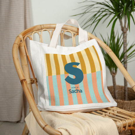 Tote bag Anse en toile Colorful stripes blue