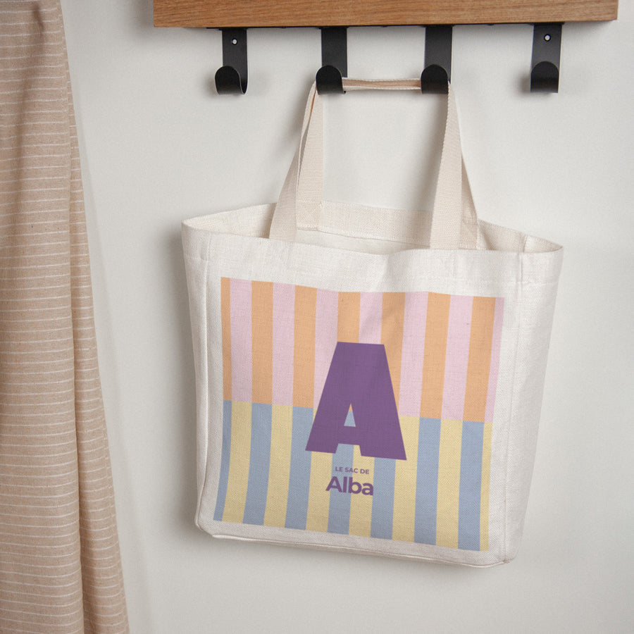 Tote bag Anse en toile Colorful stripes pink photo
