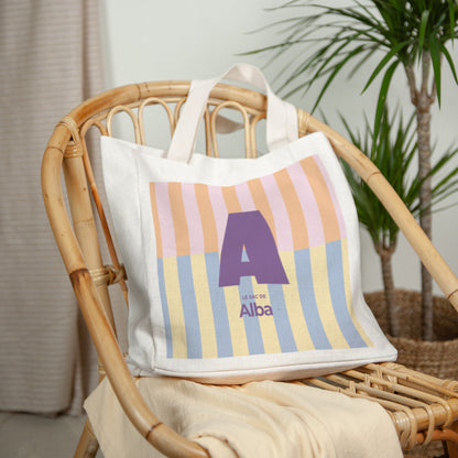 Tote bag Anse en toile Colorful stripes pink photo N° 2