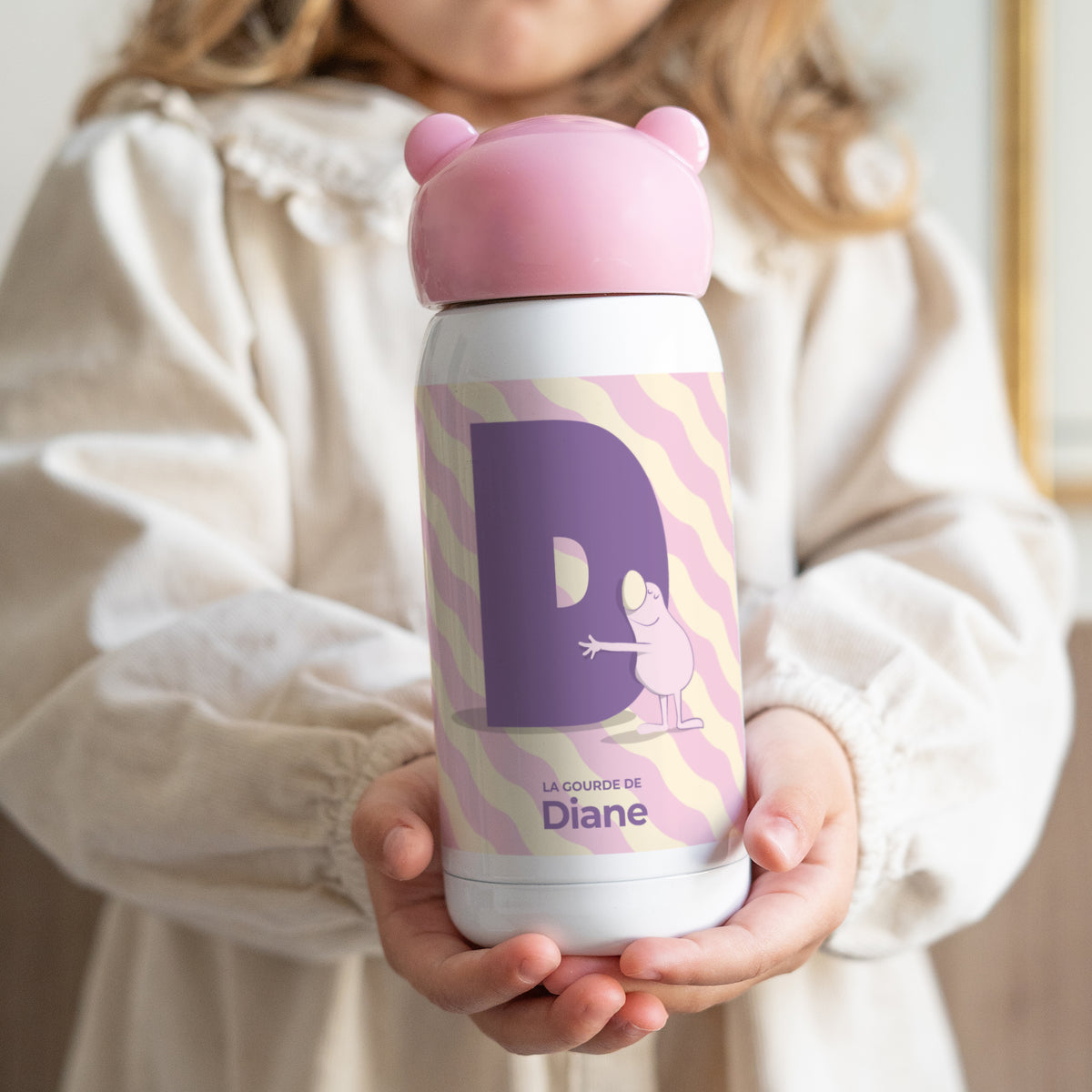 Gourde enfant Rose, 32 cl Mon initiale d'amour rose photo N° 1
