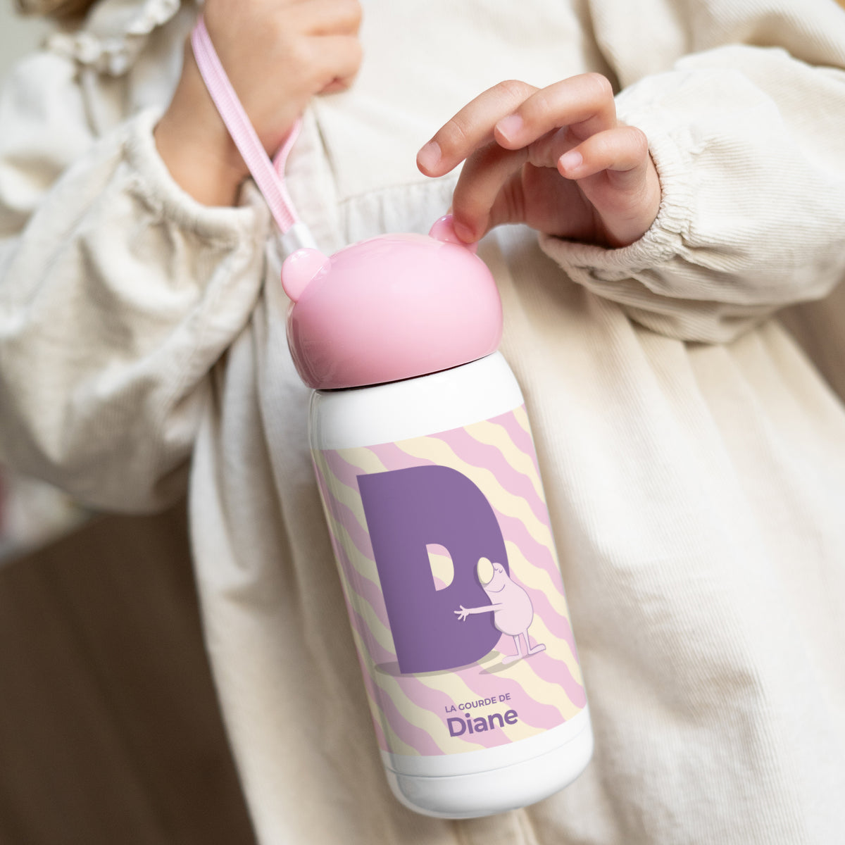 Gourde enfant Rose, 32 cl Mon initiale d'amour rose photo N° 2