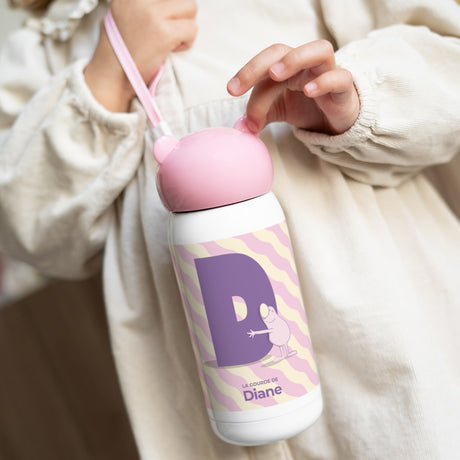 Gourde enfant Rose, 32 cl Mon initiale d'amour rose