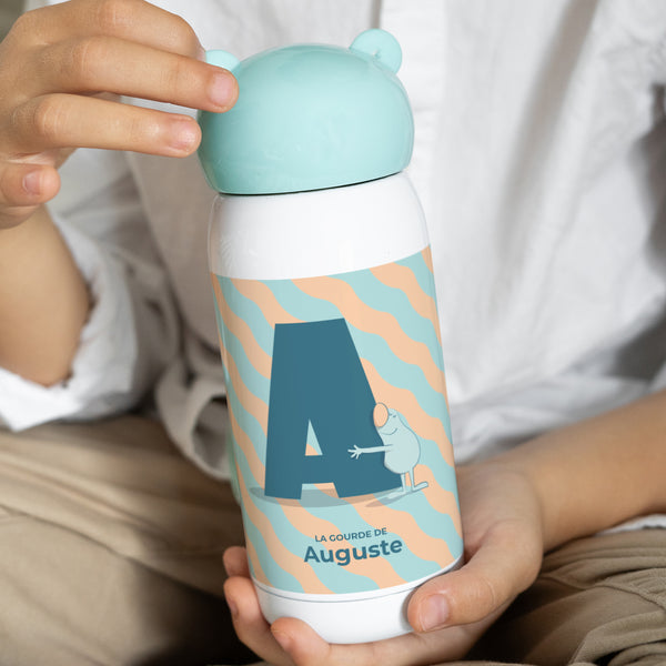 Gourde enfant Bleue, 32 cl Mon initiale d'amour bleu photo