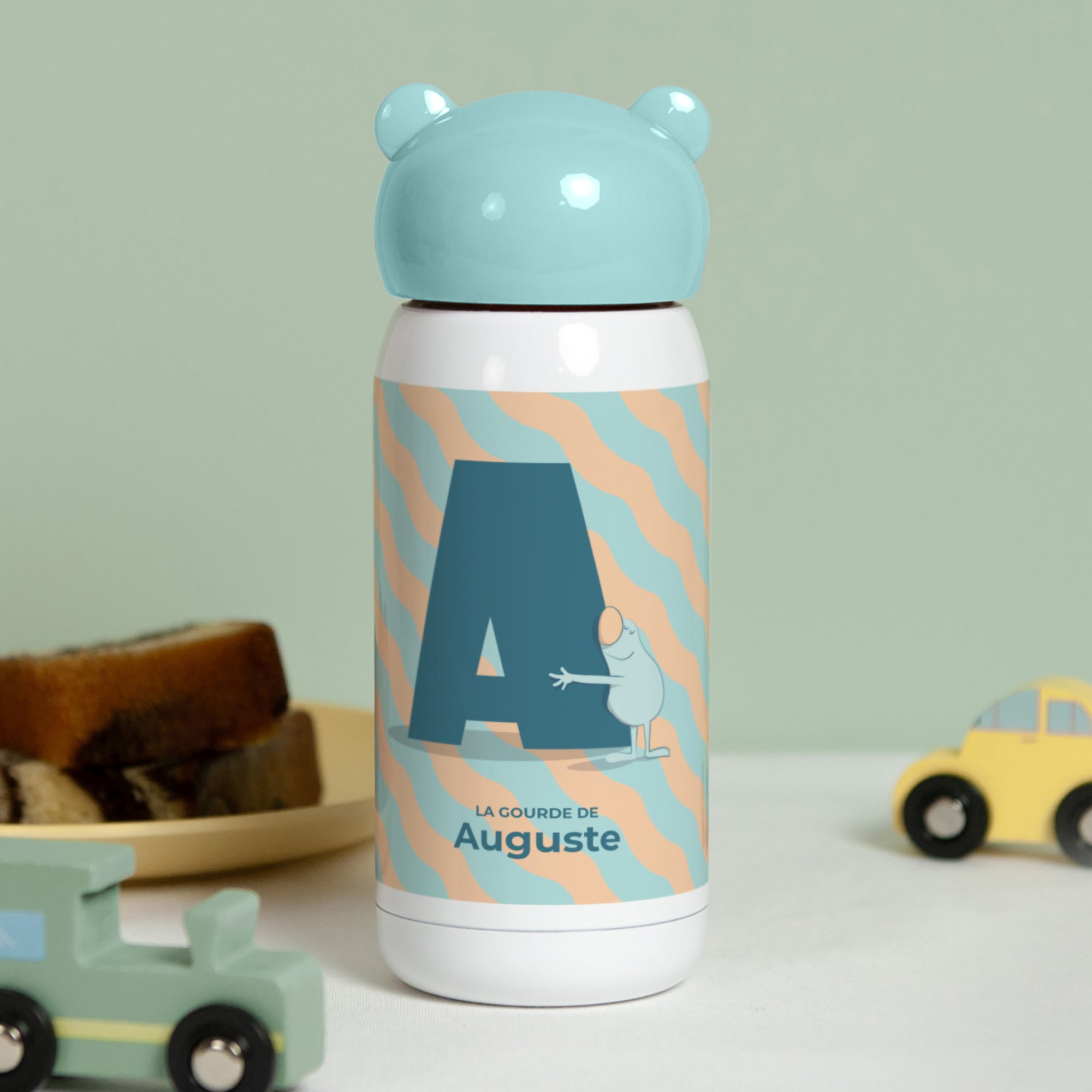 Gourde enfant Bleue, 32 cl Mon initiale d'amour bleu photo N° 3