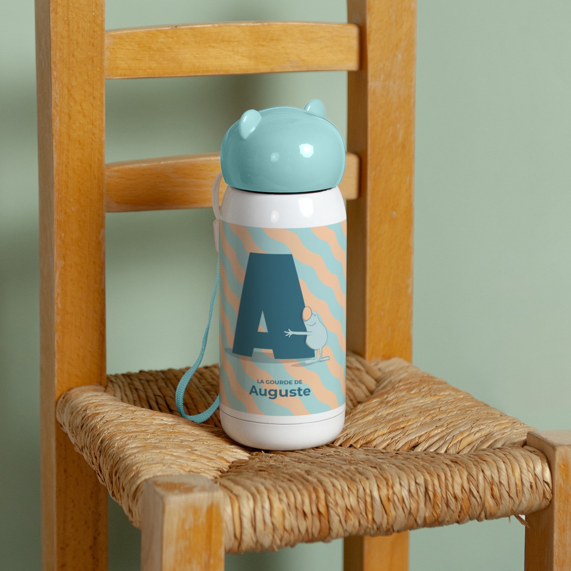 Gourde enfant Bleue, 32 cl Mon initiale d'amour bleu photo N° 4