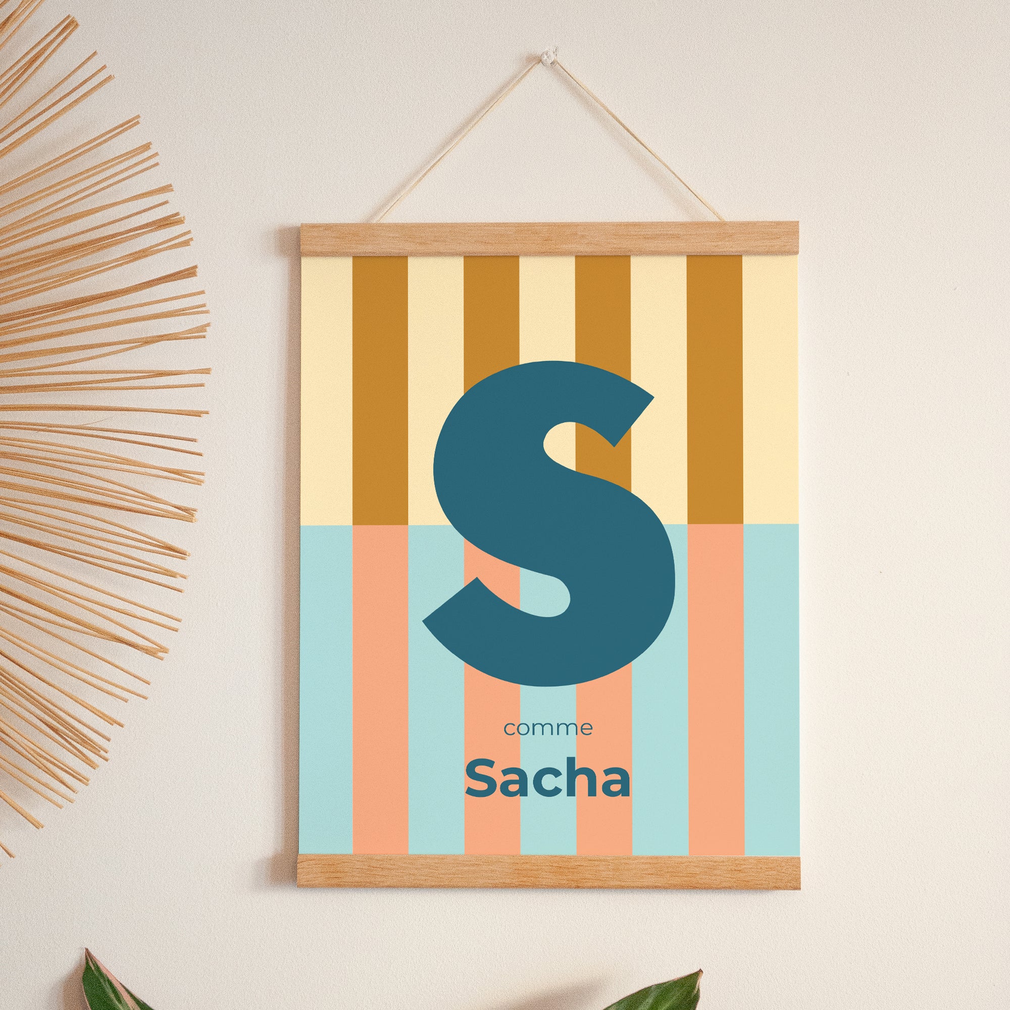 Affiche Naissance Portrait 30 x 40 cm Colorful stripes blue II photo N° 1