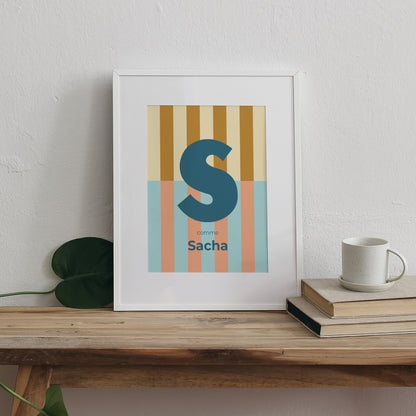 Affiche Naissance Portrait Colorful stripes blue II photo N° 3