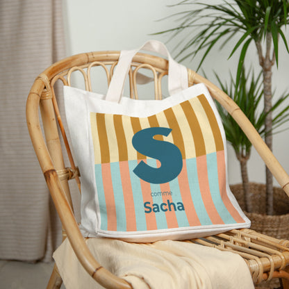 Tote bag Naissance Anse en toile Colorful stripes blue II photo N° 2