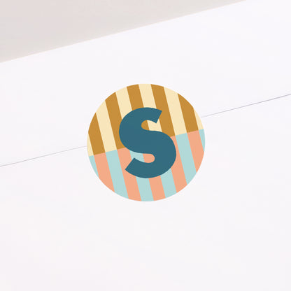 Sticker Naissance Rond Colorful stripes blue II photo N° 1