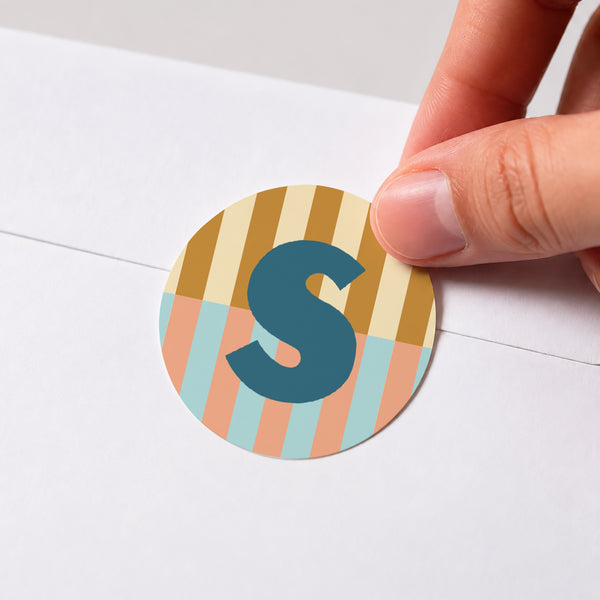 Sticker Naissance Rond Colorful stripes blue II photo