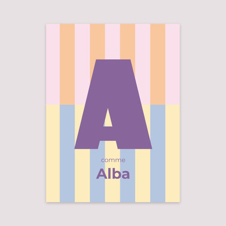 Affiche Naissance Portrait 30 x 40 cm Colorful stripes pink II