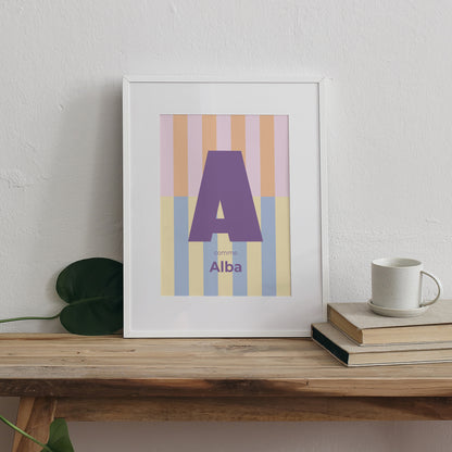 Affiche Naissance Portrait Colorful stripes pink II photo N° 3