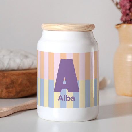 Pot en céramique Naissance 65 cl Colorful stripes pink II