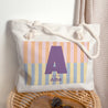 Sac cabas Naissance Anse en corde Colorful stripes pink II photo N° 1