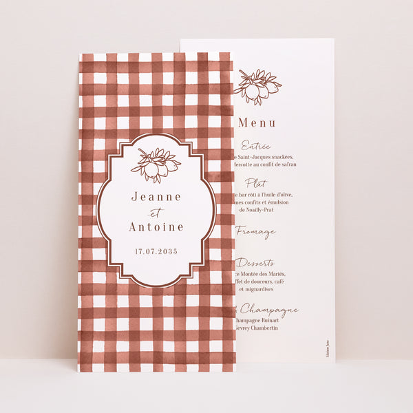 Menu Mariage Panoramique portrait Amour Bucolique photo