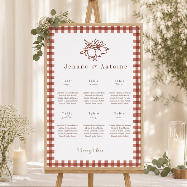 Plan de table Mariage Portrait 60 x 90 cm Amour Bucolique photo