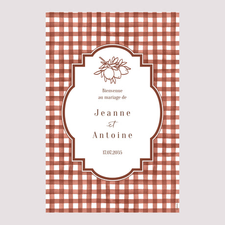Panneau bienvenue Mariage Portrait 60 x 90 cm Amour Bucolique